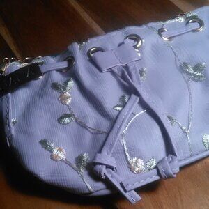 Royal Siamese Purple Faux Leather Embroidered Handbag